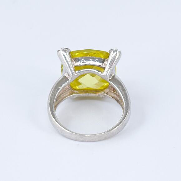 Vintage Sterling Silver 925 Lemon Yellow Cubic Zirconia Ring Size 5.5 - Picture 4 of 9